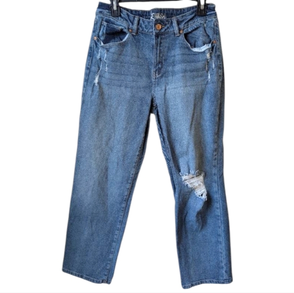 Rewash Denim - Rewash High Rise Ripped Straight Leg Jeans Size 28 US 7